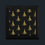 Christmas Trees Gold on Black Jewelry Box<br><div class="desc">Thank You for visiting The Holiday Christmas Shop! You are viewing The Lee Hiller Designs Holiday Collection of Home and Office Decor,  Apparel,  Gifts,  Collectibles and more. The Designs include Lee Hiller Photography in Hand Drawn Mixed Media and  Digital Art Collection.</div>