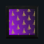 Christmas Trees Gold on Purple Jewelry Box<br><div class="desc">Thank You for visiting The Holiday Christmas Shop! You are viewing The Lee Hiller Designs Holiday Collection of Home and Office Decor,  Apparel,  Gifts,  Collectibles and more. The Designs include Lee Hiller Photography in Hand Drawn Mixed Media and  Digital Art Collection.</div>