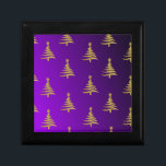 Christmas Trees Gold on Purple Jewelry Box<br><div class="desc">Thank You for visiting The Holiday Christmas Shop! You are viewing The Lee Hiller Designs Holiday Collection of Home and Office Decor,  Apparel,  Gifts,  Collectibles and more. The Designs include Lee Hiller Photography in Hand Drawn Mixed Media and  Digital Art Collection.</div>
