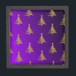 Christmas Trees Gold on Purple Keepsake Box<br><div class="desc">Thank You for visiting The Holiday Christmas Shop! You are viewing The Lee Hiller Designs Holiday Collection of Home and Office Decor,  Apparel,  Gifts,  Collectibles and more. The Designs include Lee Hiller Photography in Hand Drawn Mixed Media and  Digital Art Collection.</div>