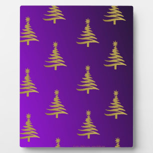 Christmas Trees Gold on Purple Plaque