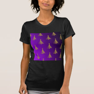 Christmas Trees Gold on Purple T-Shirt