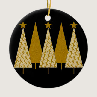 Christmas Trees - Gold Ribbon Ceramic Ornament