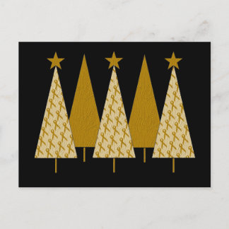 Christmas Trees - Gold Ribbon Holiday Postcard