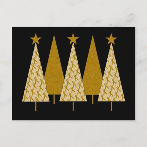 Christmas Trees _ Gold Ribbon Holiday Postcard