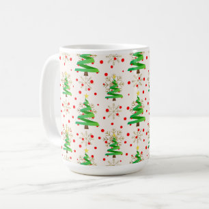 Christmas Trees & Gold Snowflakes Coffee Mug