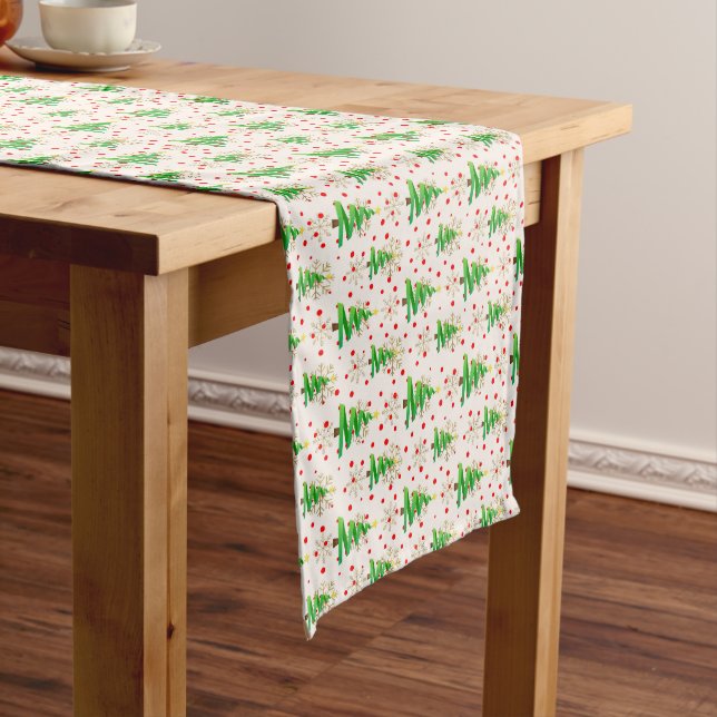 Christmas Trees & Gold Snowflakes Medium Table Runner (In Situ)