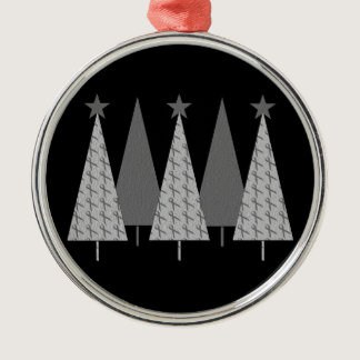 Christmas Trees - Gray Ribbon Diabetes Metal Ornament
