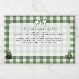 Christmas Trees Green Gingham Baking Mix Food Label