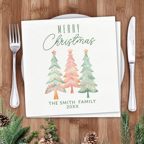 Christmas Trees Green Party Napkins