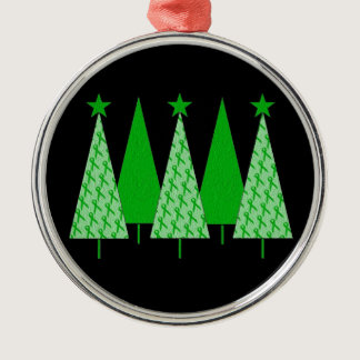 Christmas Trees - Green Ribbon Kidney Cancer Metal Ornament