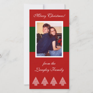Christmas Trees Green Stripe Holiday Card