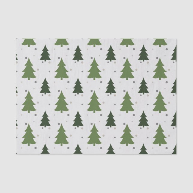 Christmas Trees Greens Tissue Paper (Front)