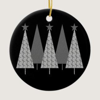 Christmas Trees - Grey Ribbon Brain Cancer Ceramic Ornament