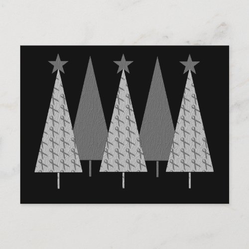Christmas Trees _ Grey Ribbon Brain Cancer Holiday Postcard