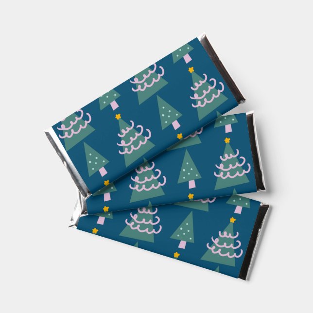Christmas Trees Hand Drawn Doodles Hershey Bar Favors (Front)