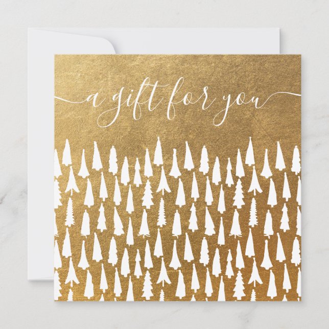 Christmas Trees Holiday Gold Gift Certificate (Front)