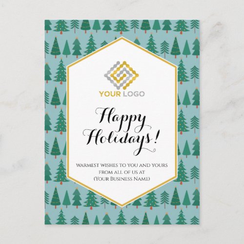 Christmas Trees Holiday Modern Logo Business Postcard