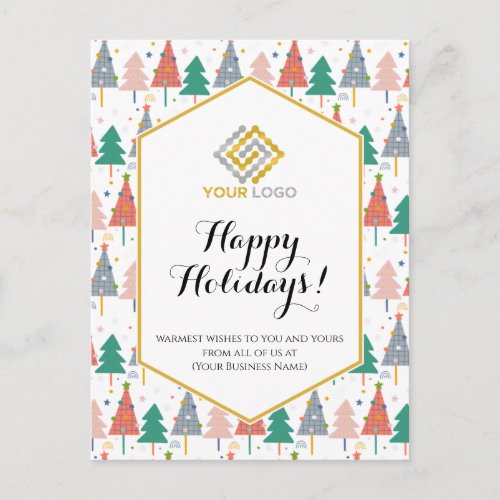 Christmas Trees Holiday Modern Logo Business Postcard