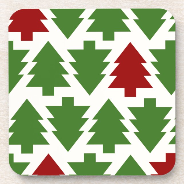 Christmas Trees Holiday Pattern Beverage Coaster (Front)