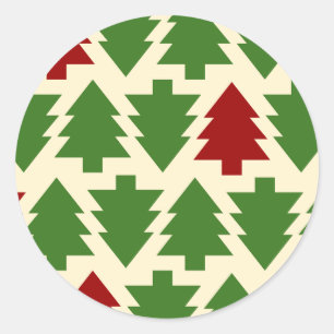 Christmas Trees Holiday Pattern Classic Round Sticker