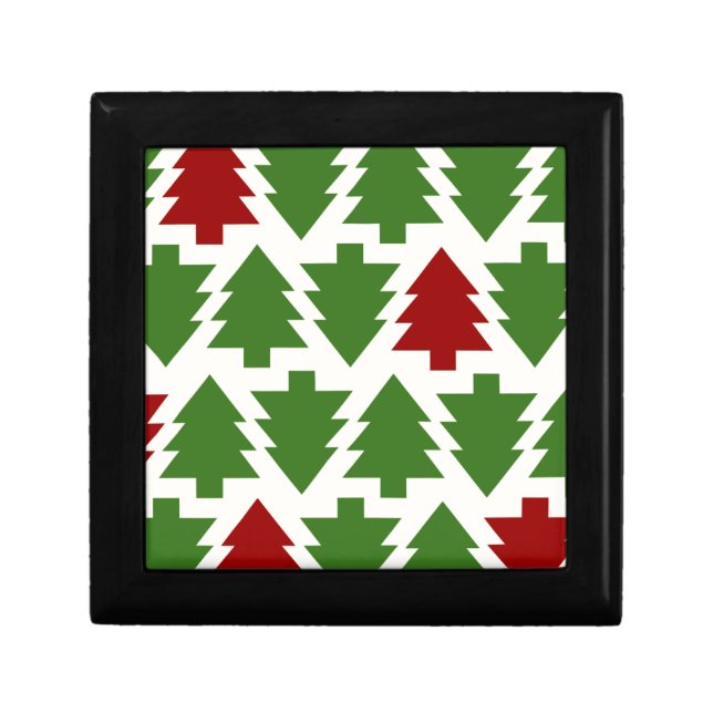 Christmas Trees Holiday Pattern Keepsake Box (Front)