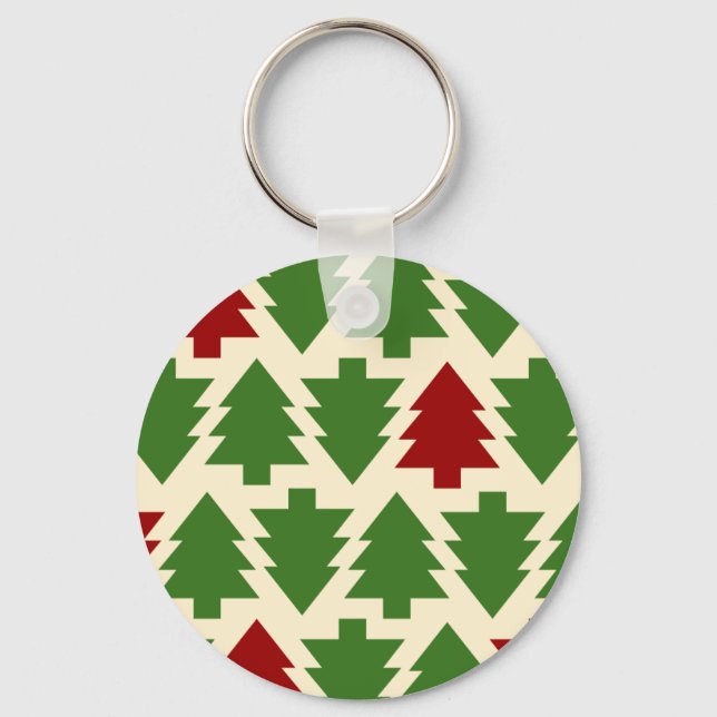 Christmas Trees Holiday Pattern Keychain (Front)