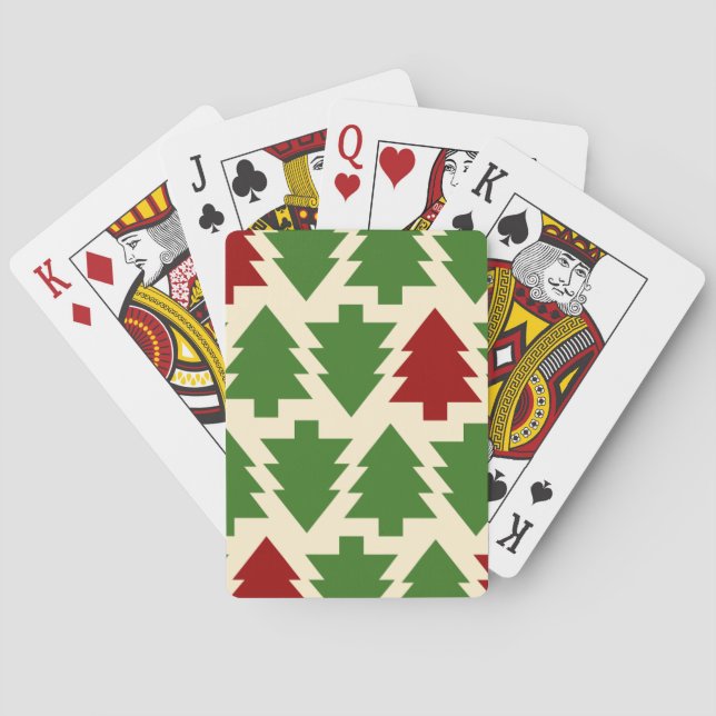 Christmas Trees Holiday Pattern Poker Cards (Back)