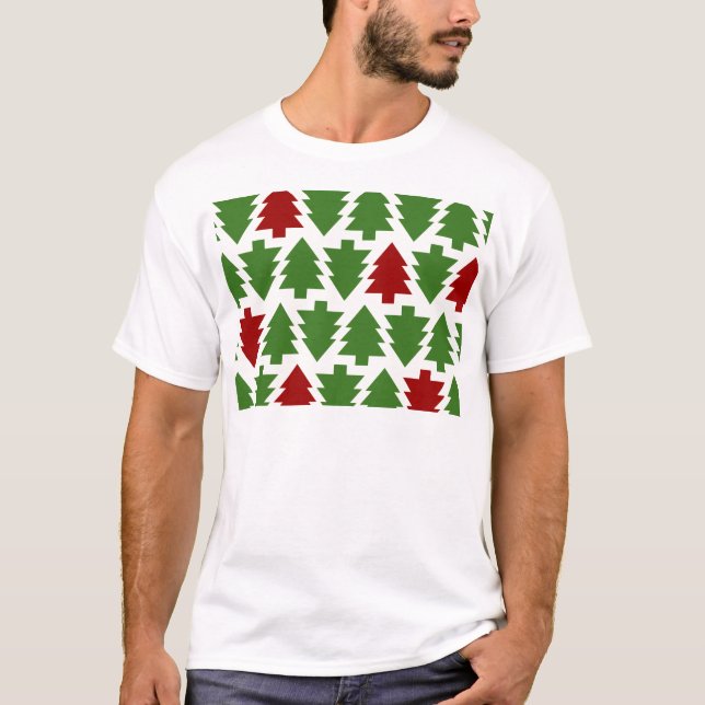 Christmas Trees Holiday Pattern T-Shirt (Front)