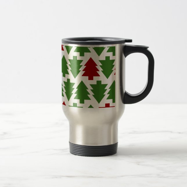 Christmas Trees Holiday Pattern Travel Mug (Right)