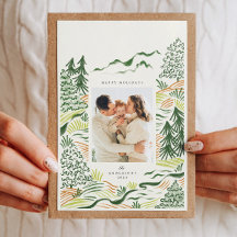 Christmas trees illustation holiday photo card