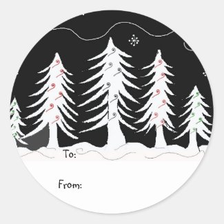 Christmas Trees in Black and White Gift Tag