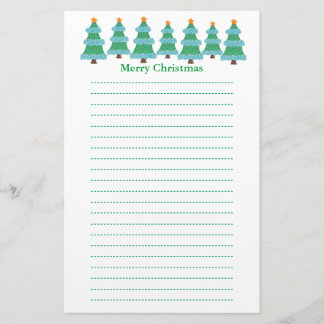 Christmas Trees in Pointillism Lined Stationery