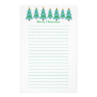 Christmas Trees in Pointillism Lined Stationery