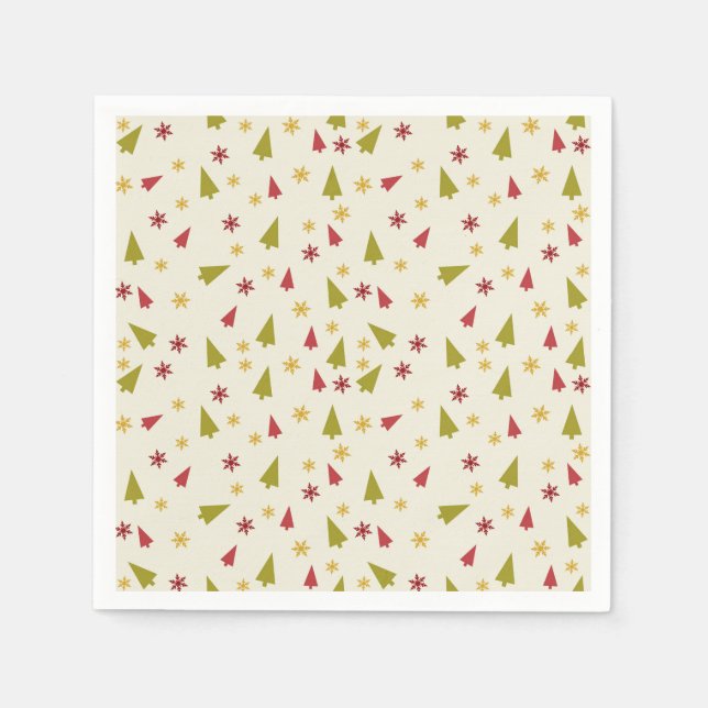 Christmas Trees in Red and Green with Stars Napkins (Front)