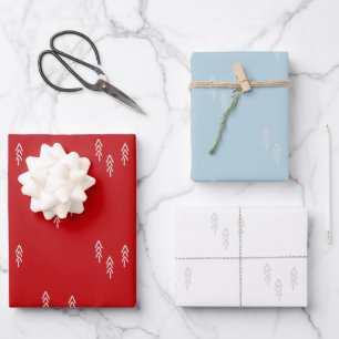 Christmas Trees in red and white blue Wrapping Paper Sheets