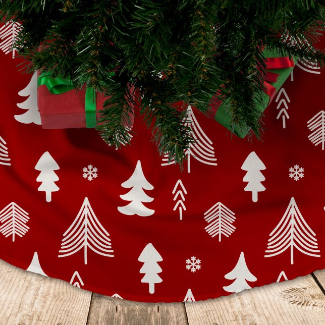 Christmas Trees in red and white Brushed Polyester Tree Skirt (Creator Uploaded)
