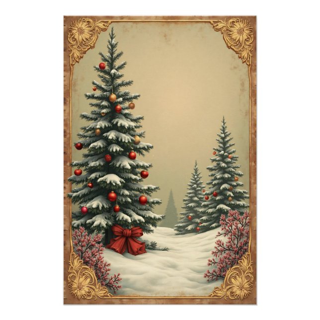 Christmas Trees in Snow Poster (Front)