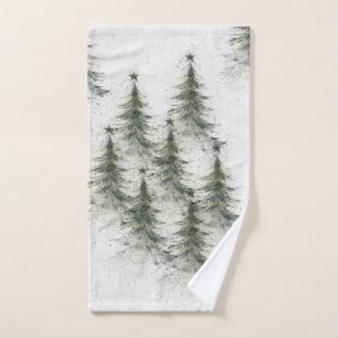 Christmas trees in the Woods Hand Towel