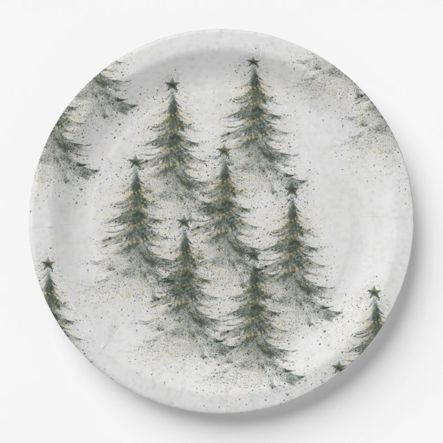 Christmas trees in the Woods Paper Plates (Front)