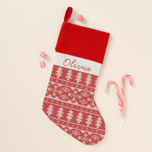 Christmas Trees Knitting Pattern Personalized Name Stocking