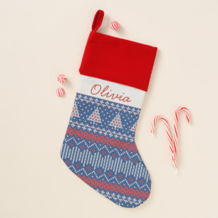 Christmas Trees Knitting Pattern Personalized Name Stocking