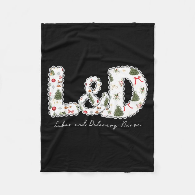 Christmas Trees Labor And Delivery Nurse Xmas Gift Fleece Blanket (Front)