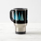 Christmas Trees Light Blue Ribbon Travel Mug (Front Left)
