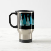 Christmas Trees Light Blue Ribbon Travel Mug (Left)