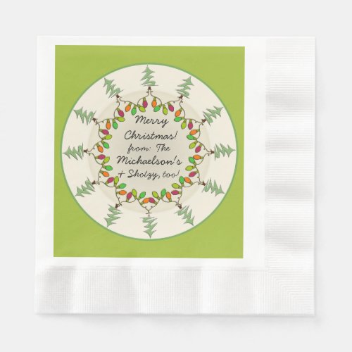 Christmas Trees  Lights Personalized Gift Plate Napkins