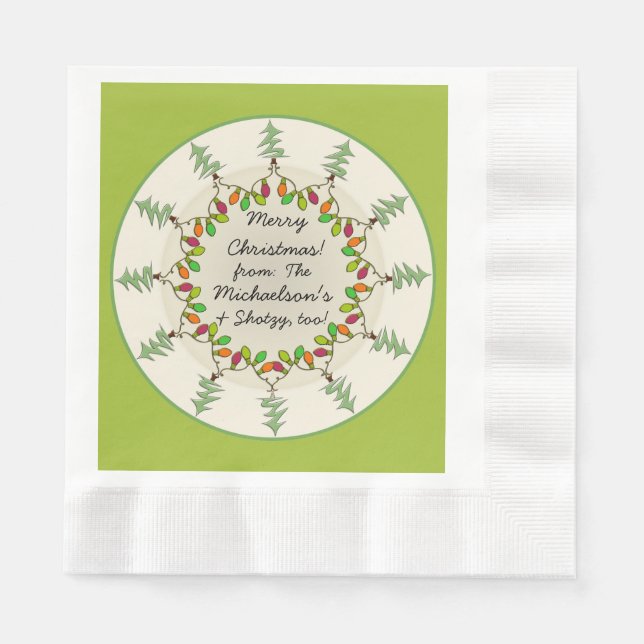 Christmas Trees & Lights (Personalized Gift Plate) Napkins (Front)