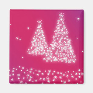 Christmas Trees made out of Snowflakes Magnet