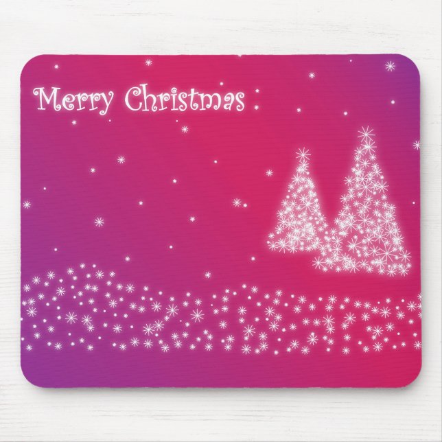 Christmas Trees made out of Snowflakes Mouse Pad (Front)