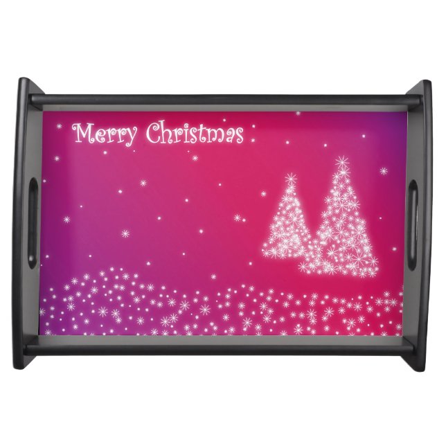 Christmas Trees made out of Snowflakes Serving Tray (Front)